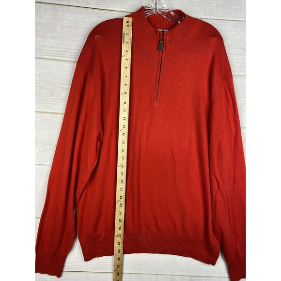 Orvis Sweater Mens L Red 1/4 Zip Long Sleeve Mock Neck Cotton Silk Cashmere - Picture 6 of 10